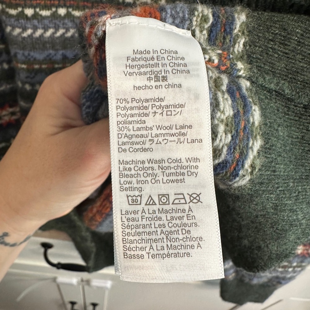 J.Crew Lambswool Blend Fair Isle Crewneck Sweater Mens L Heritage Nordic Cabin - Picture 4 of 11